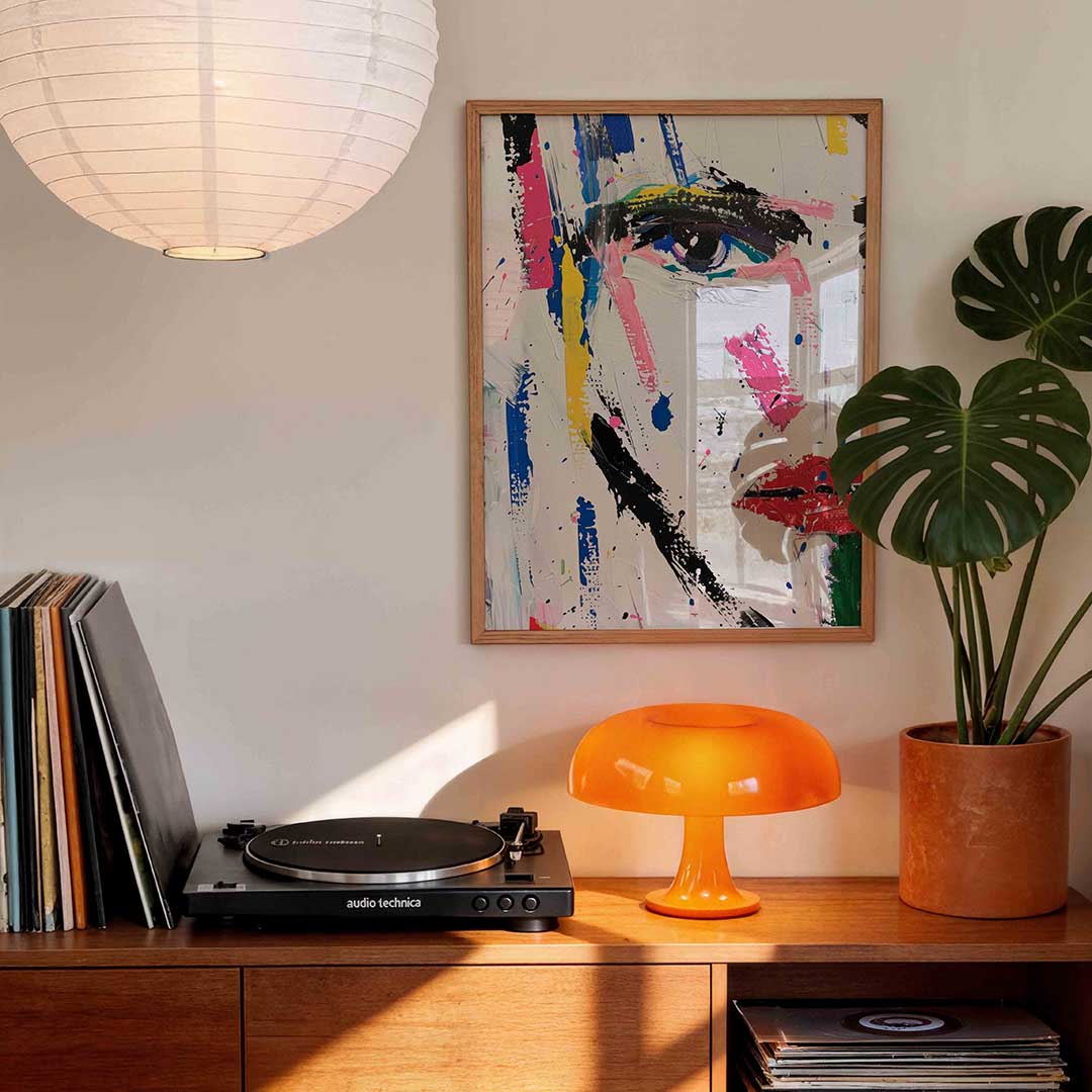 Abstract gezicht – staande kleurrijke wanddecoratie van WallArtistic