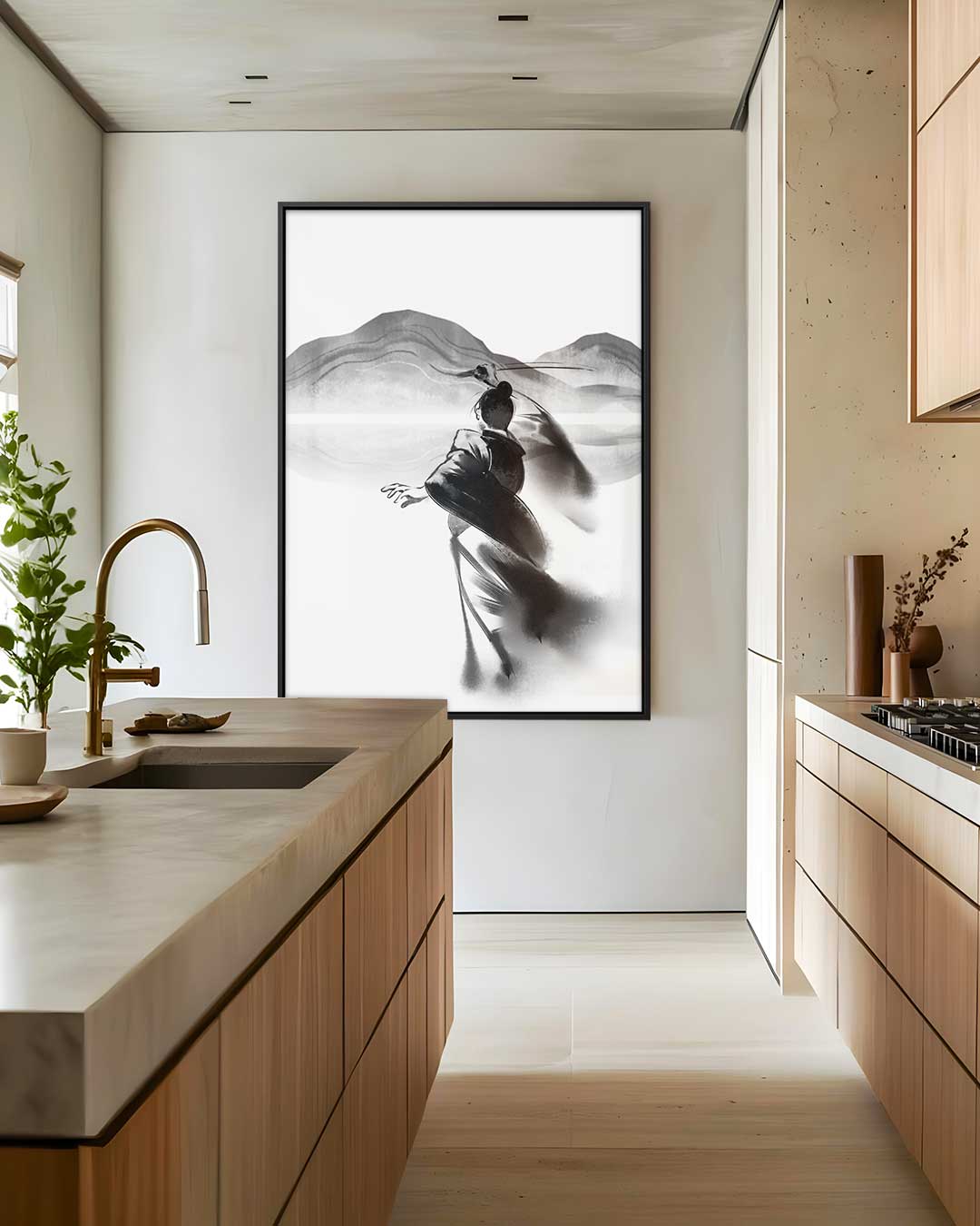 Krachtige Strijd in Stilte – canvas wanddecoratie in portret formaat