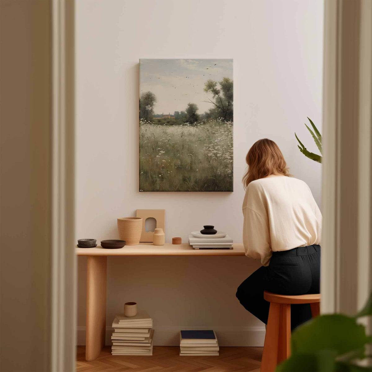 Rustgevend Veldlandschap – canvas kunstwerk als wanddecoratie
