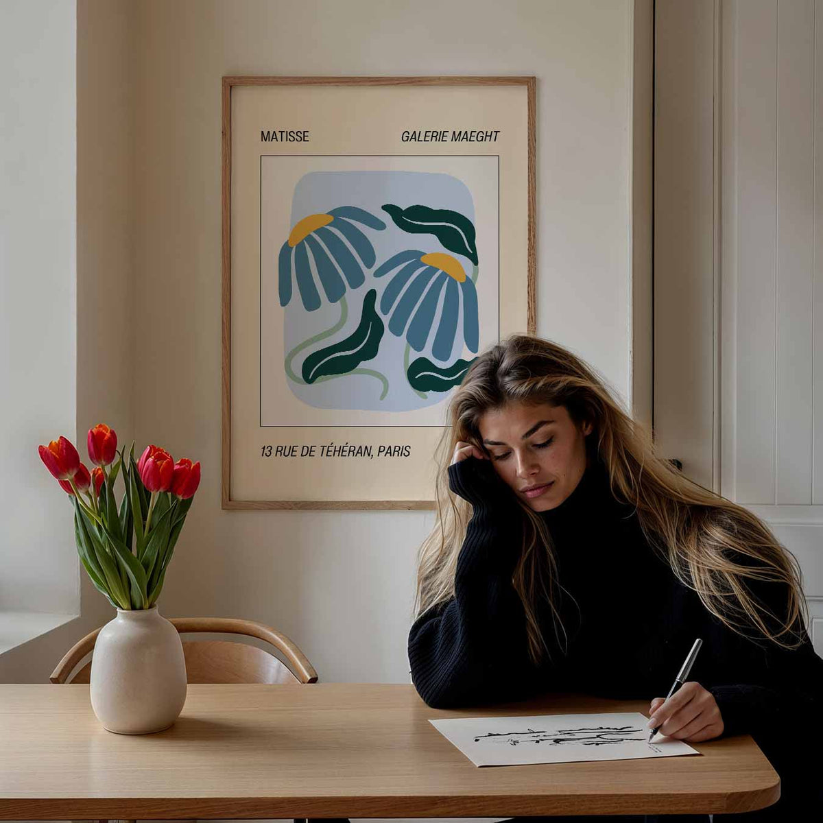 Bloemenpracht in Paris – abstracte wandkunst als portret poster