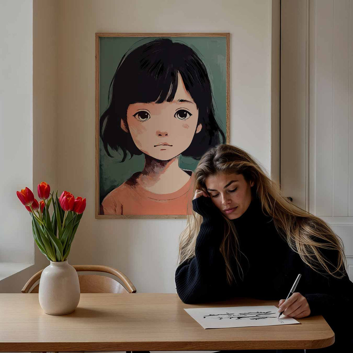 Dromerige Meisjesblik – Popart poster als moderne urban wanddecoratie