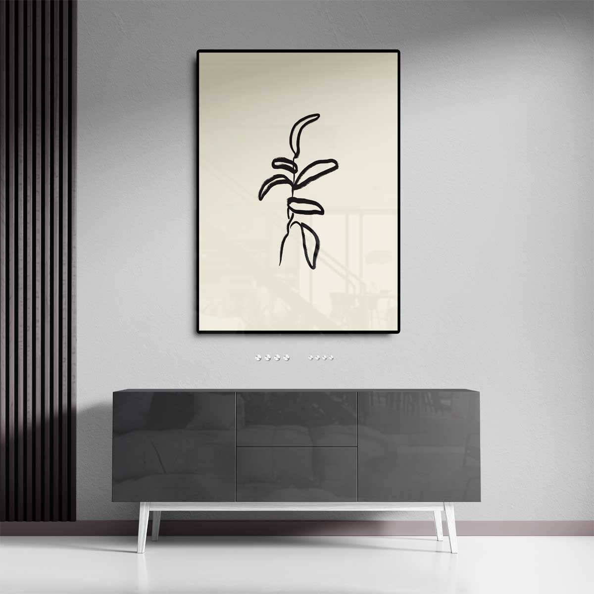 Minimalistische Botanische Schets – staand kunstwerk voor modern interieur