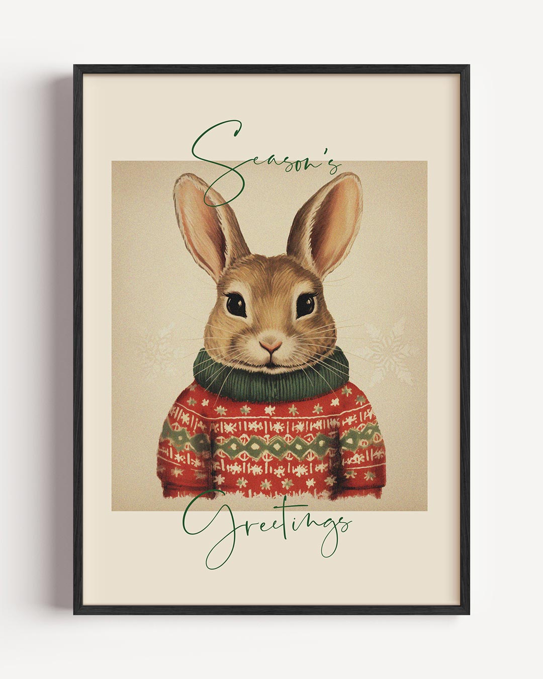 Konijn met Trui – kerst portret poster als wanddecoratie