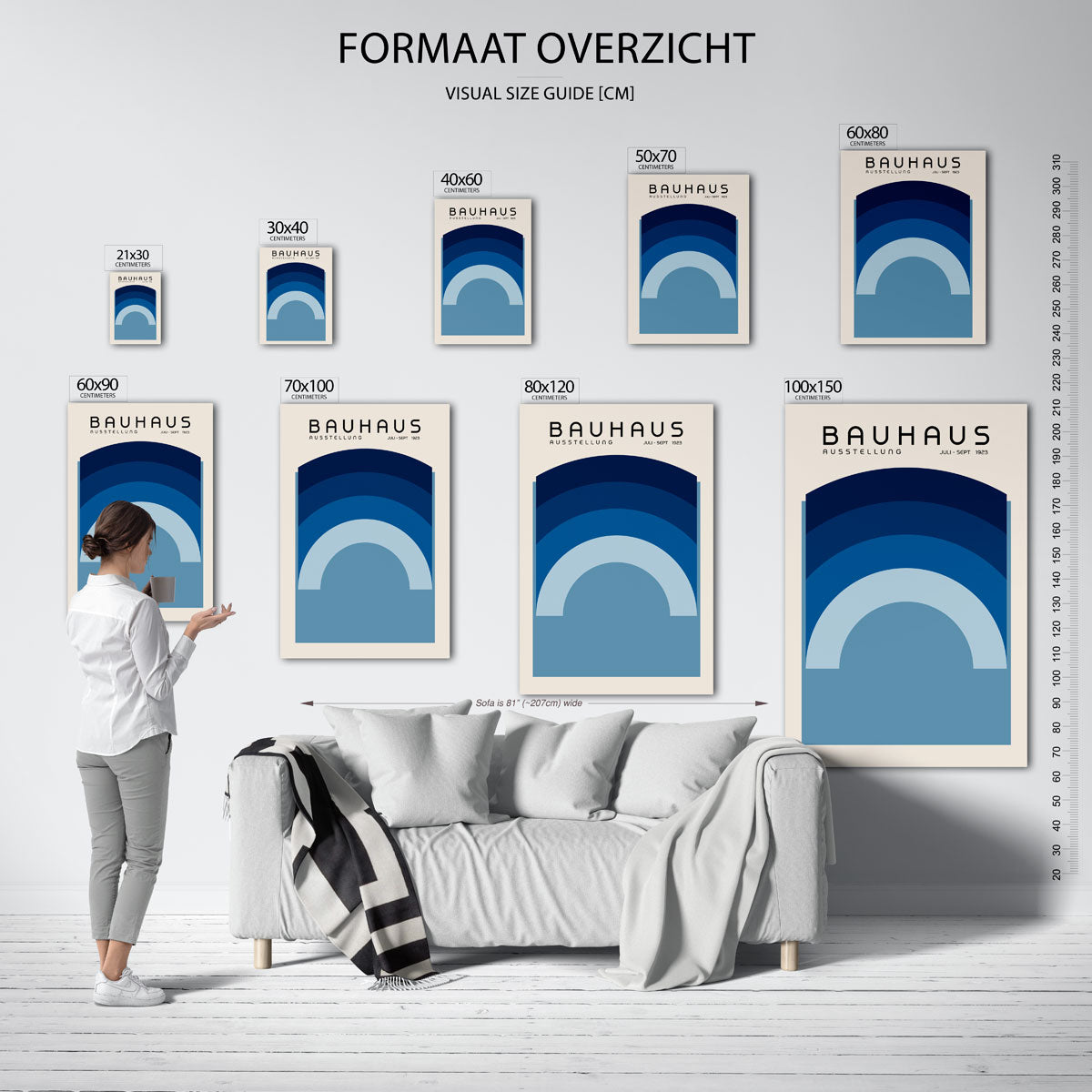 Boogvormen en kleur – geometrische poster in Bauhaus-stijl van WallArtistic