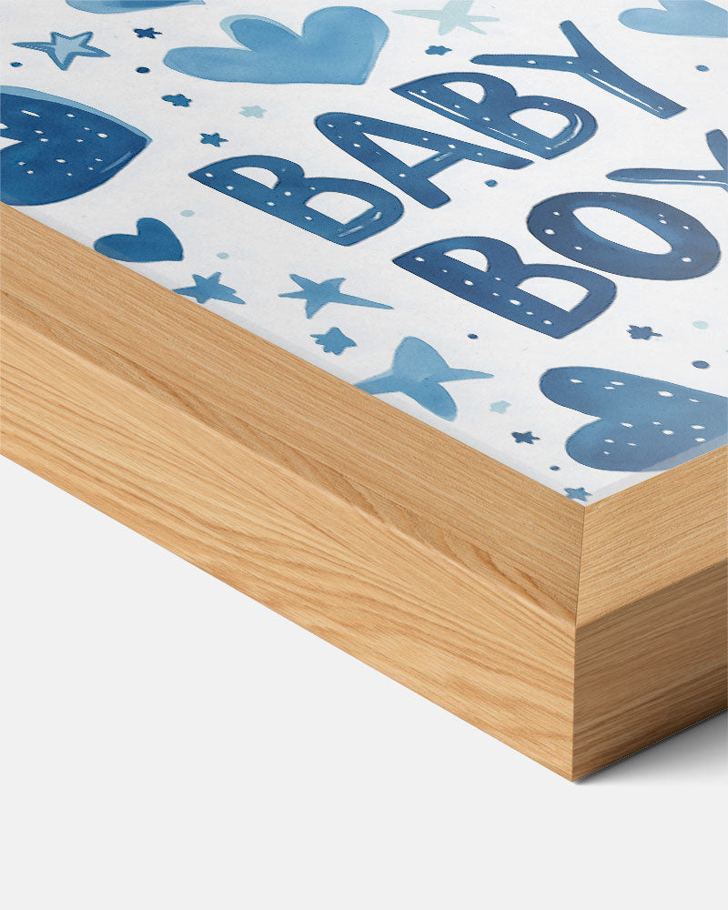 Blauwe Babyjongen – kids poster als vrolijke staande wanddecoratie