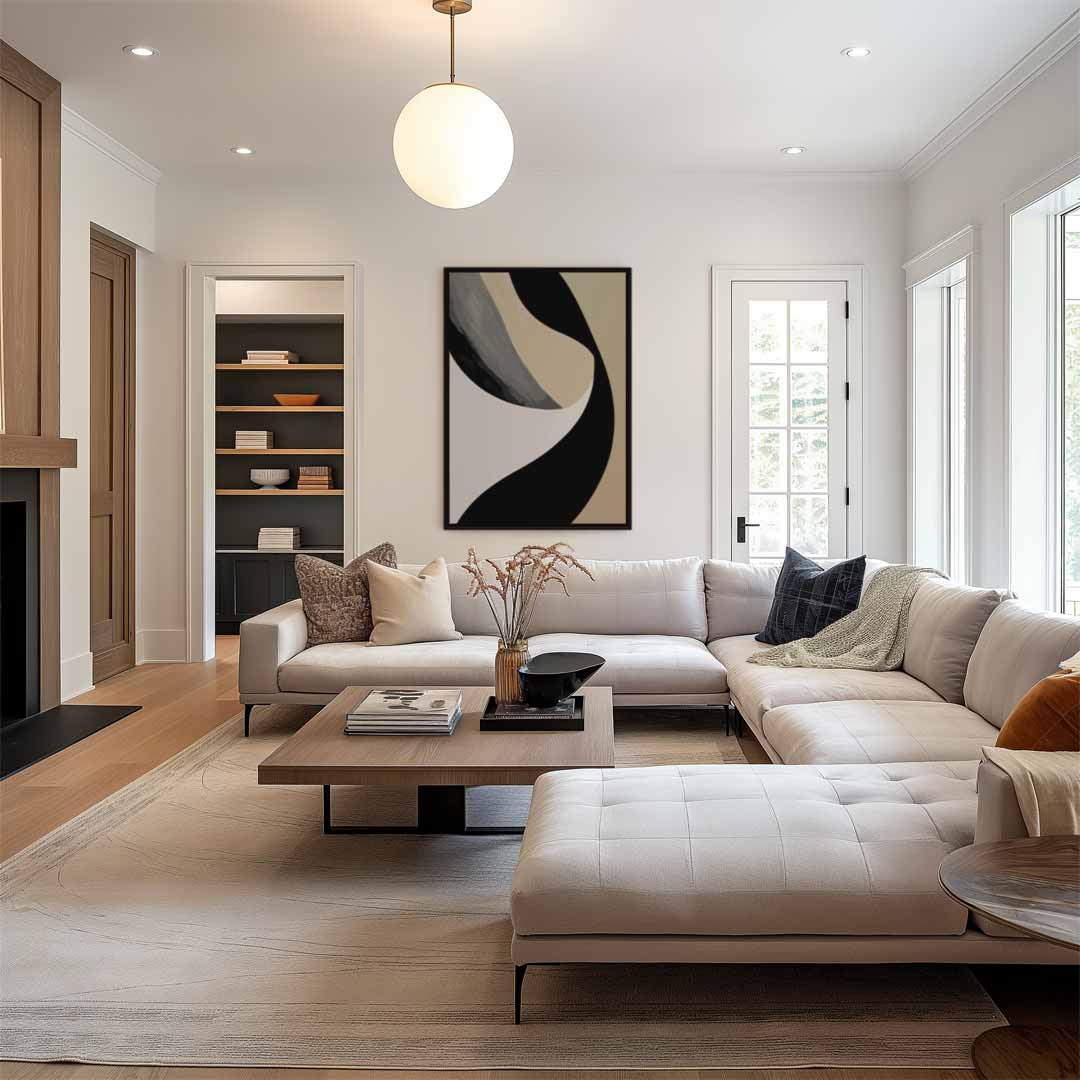 Elegante Abstracte Golf – staand kunstwerk voor modern interieur