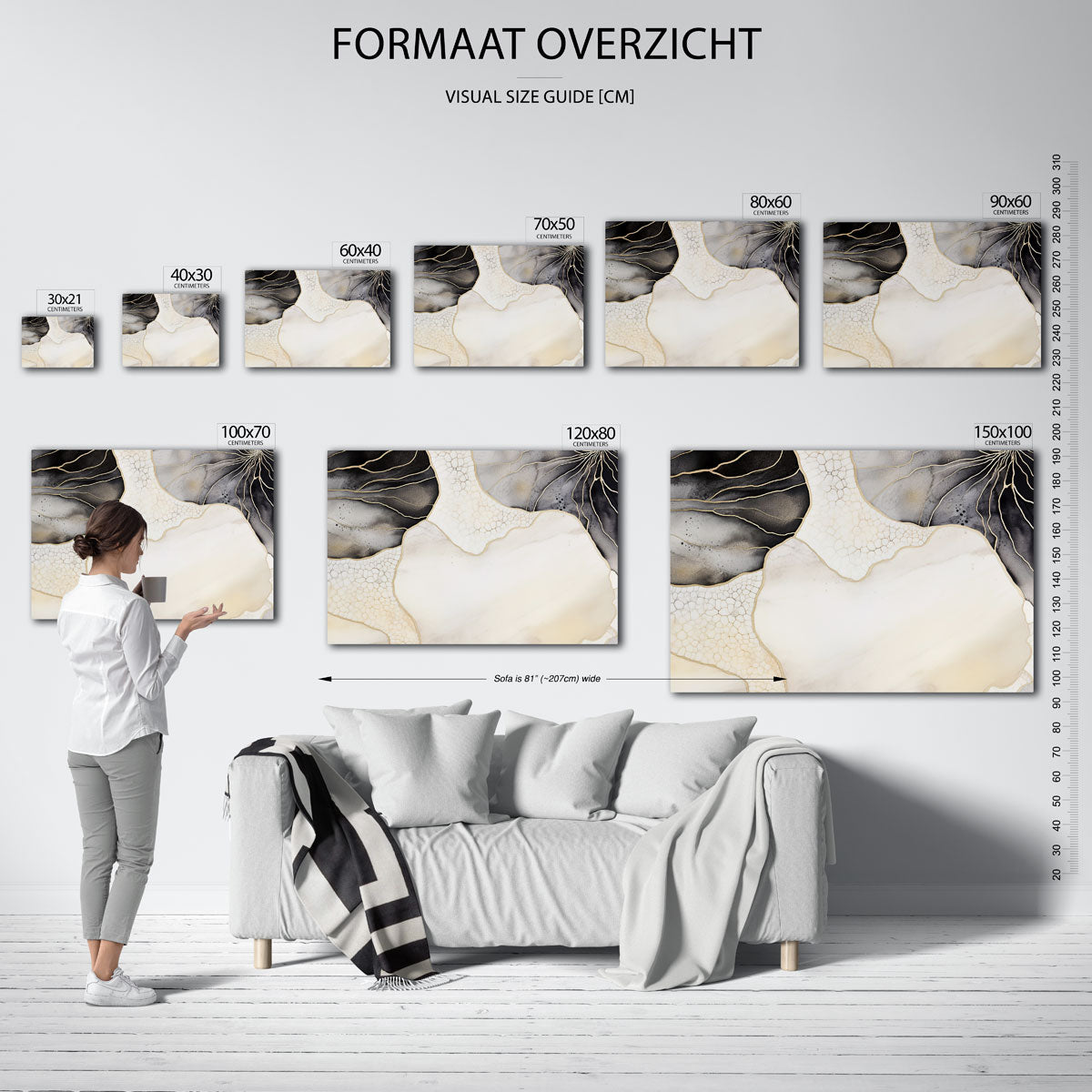 Abstracte lijnen en patronen – liggende muurposter met abstracte vormen