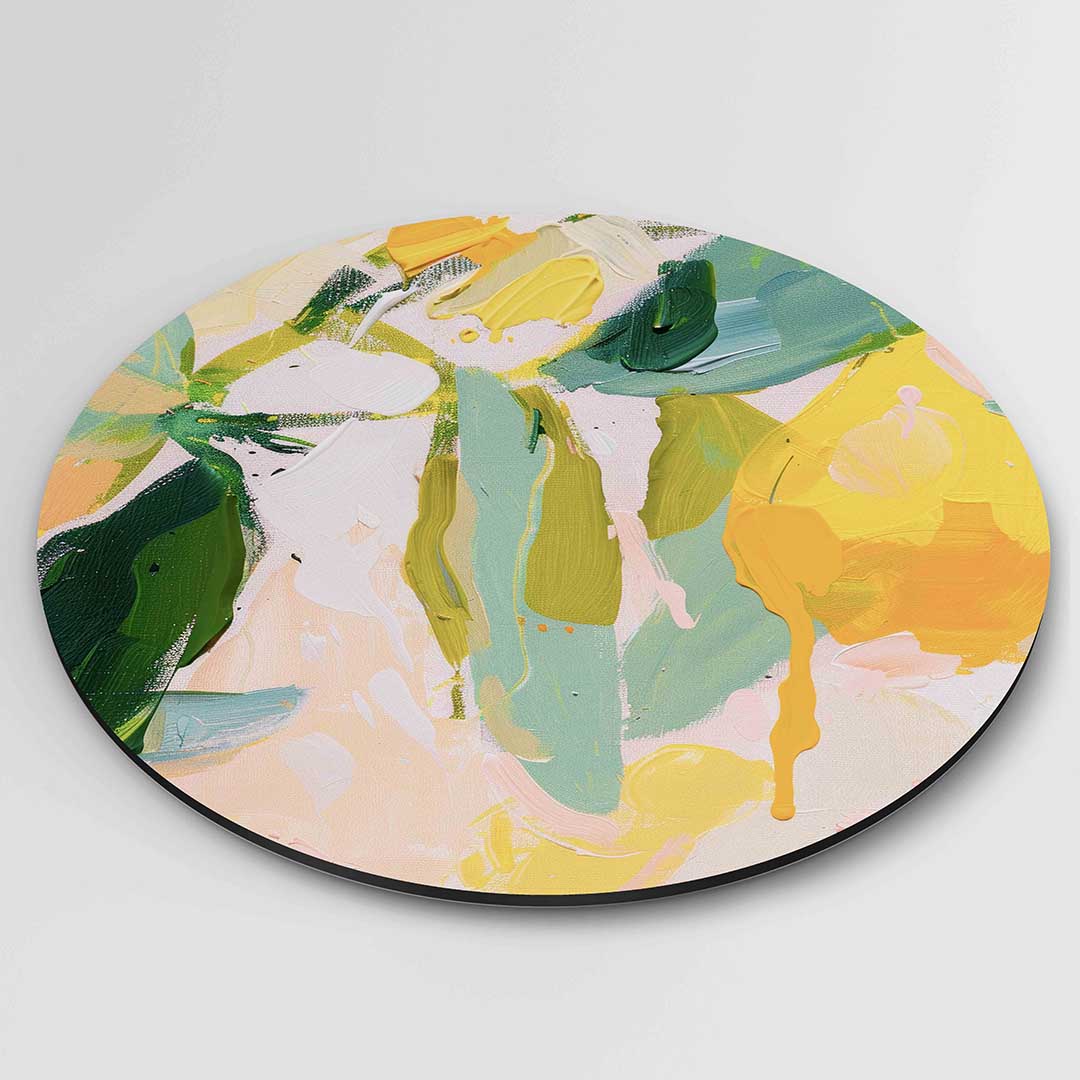 Abstracte vormen – kleurrijke ronde wanddecoratie van WallArtistic