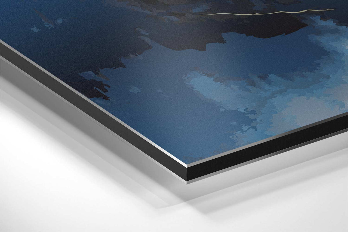 Blauw en Gouden Droomlandschap – canvas kunstwerk als wanddecoratie