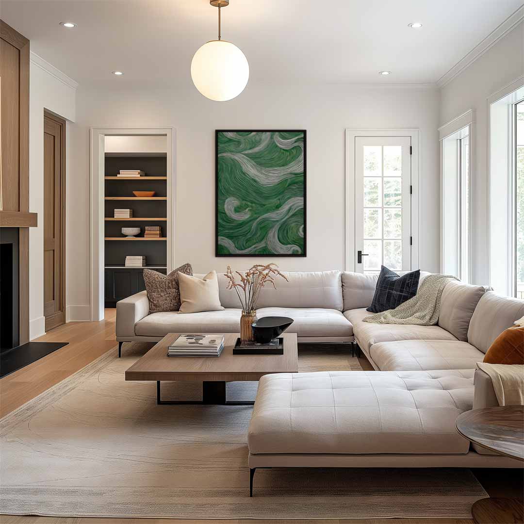 Groen Getijden – staand kunstwerk voor modern interieur