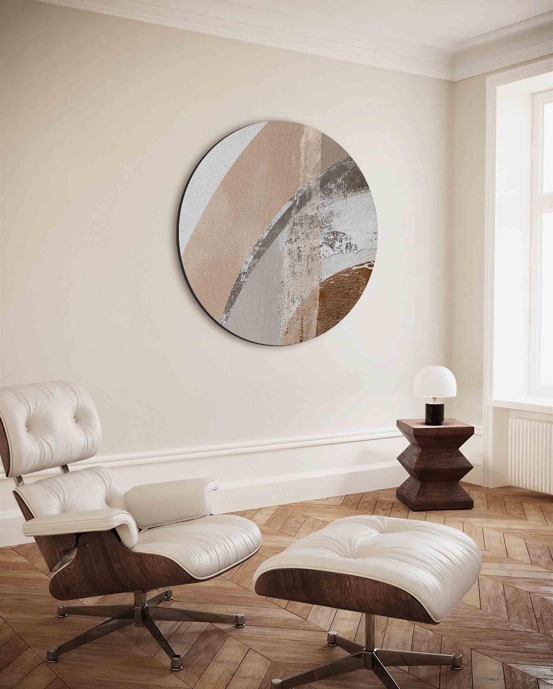 Abstracte vormen – ronde wanddecoratie met abstract ontwerp