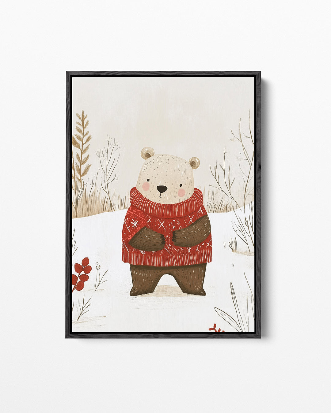 Winterse beer illustratie – staand wanddecoratie kunstwerk