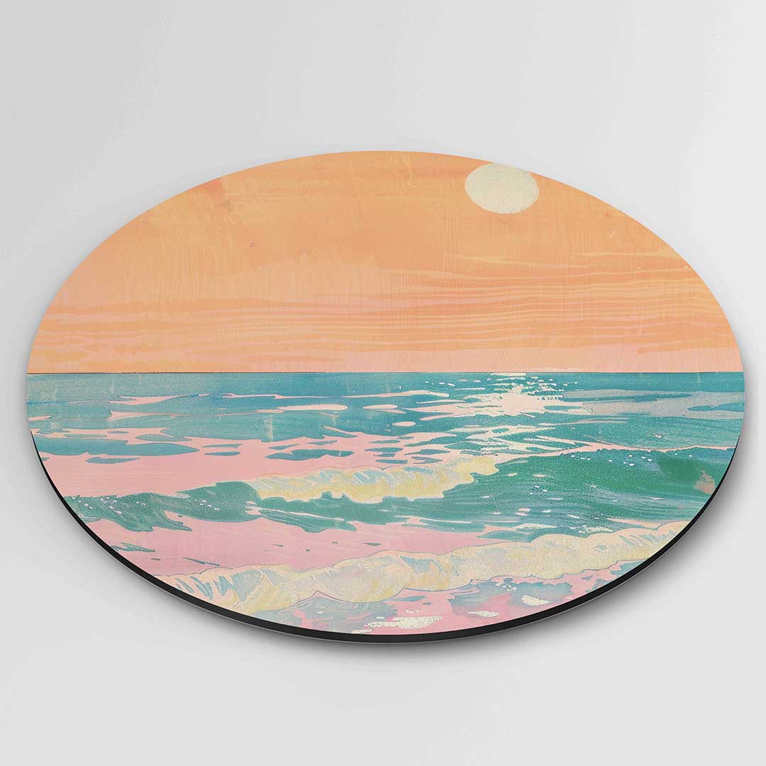Zonsondergang zee – ronde textuur wanddecoratie van WallArtistic