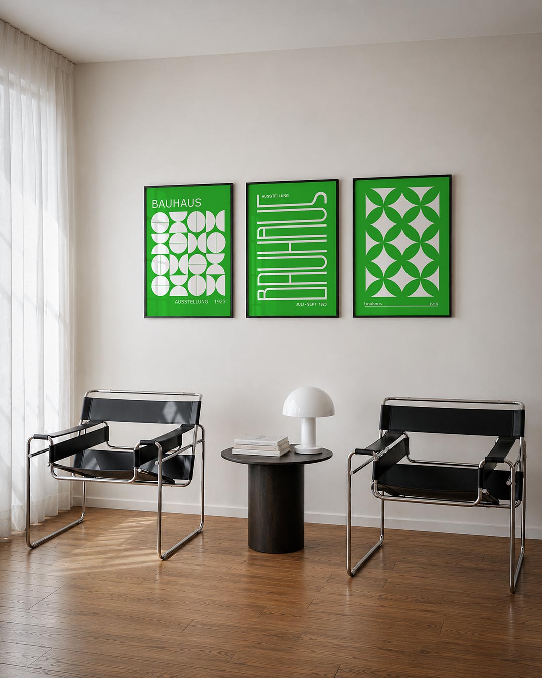 Vormen en vlakken posterset – tweede productweergave – deze posterset in drie delen toont een speelse ordening van witte