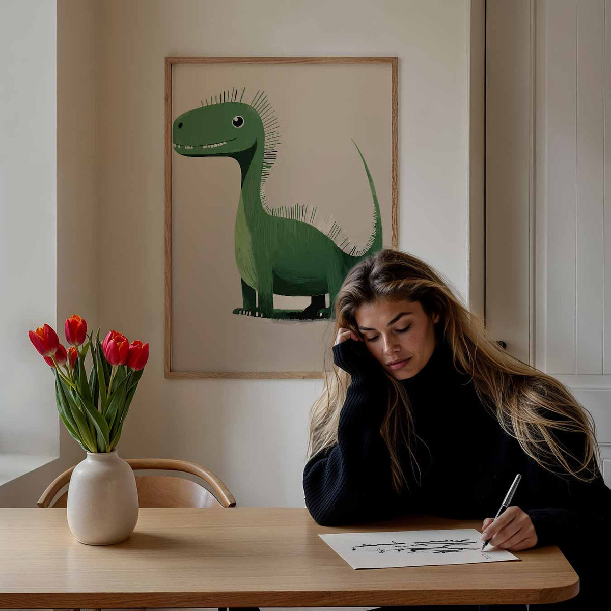 Dino Vriendje – staande muurposter voor de kinderkamer