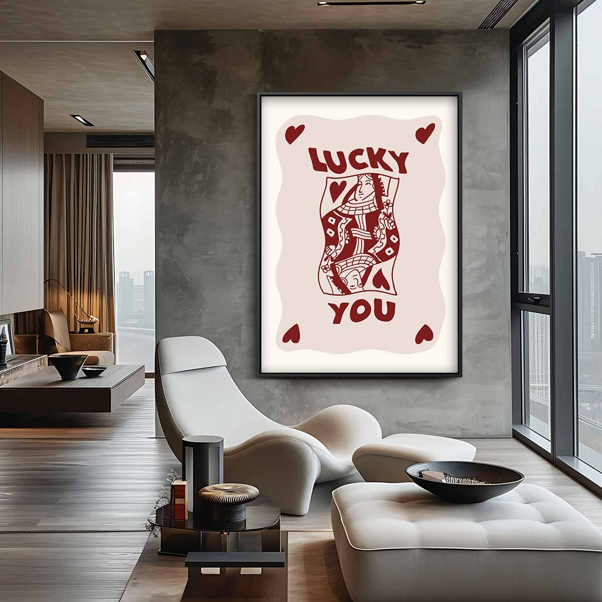 Lucky You Speelkaart Kunst – dibond wanddecoratie in staand formaat