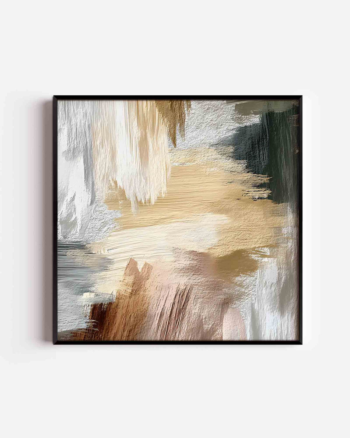 Abstracte beige penseelstreken – abstracte textuur vierkante poster als wanddecoratie