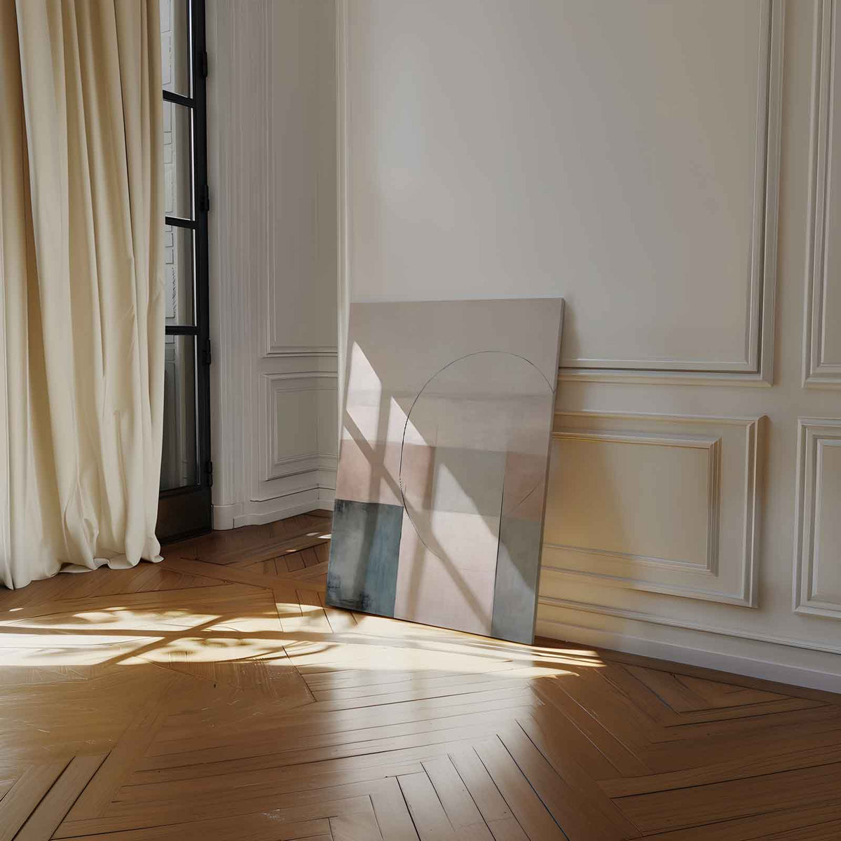 Rustgevende Abstracte Vormstudie – staand kunstwerk voor modern interieur
