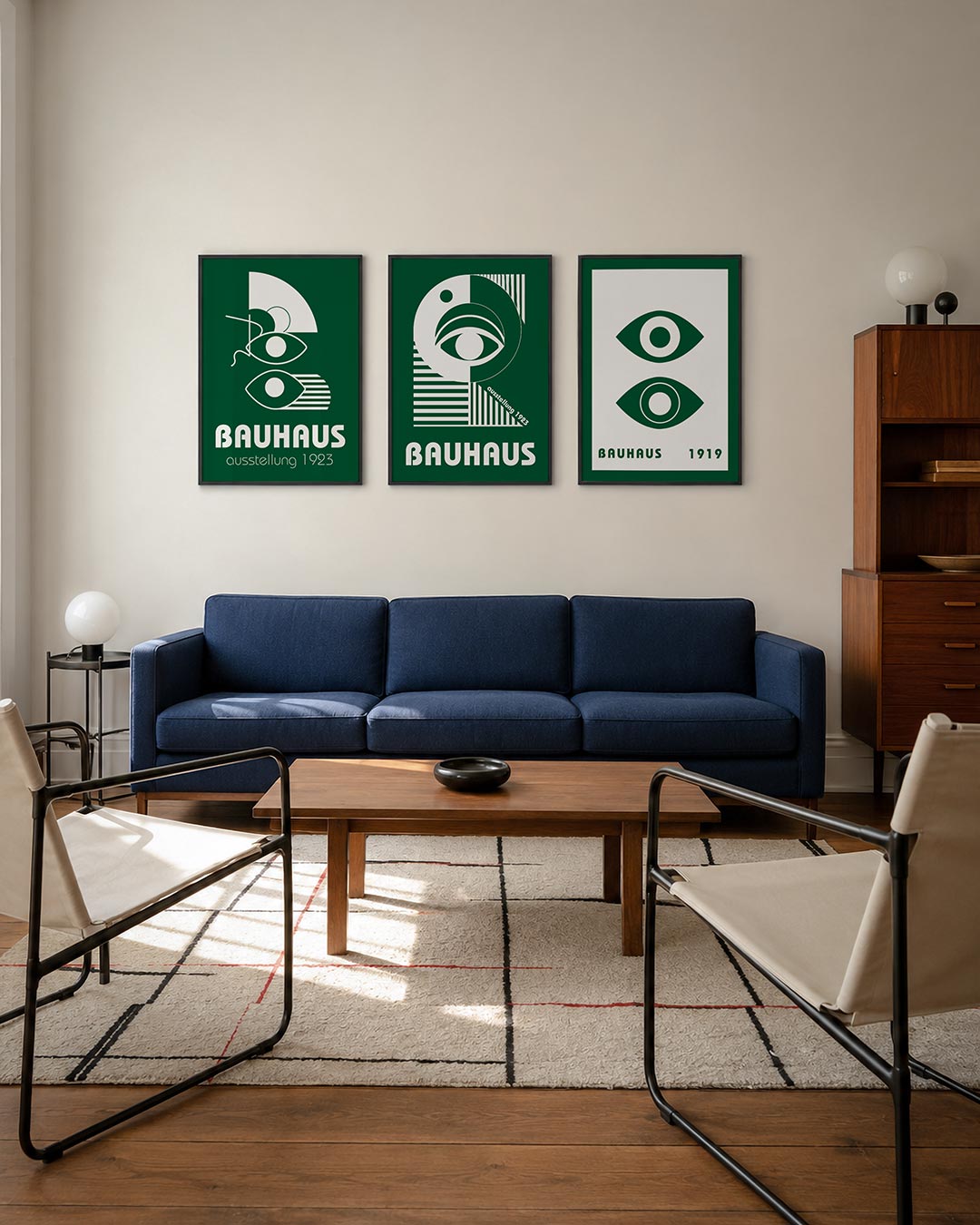 Vormen en ogen driedelige posterset – deze posterset in drie delen toont een speelse combinatie van cirkels, lijnen en ogen