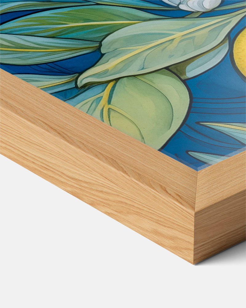 Citroenen op Blauw – staande keuken wanddecoratie van WallArtistic