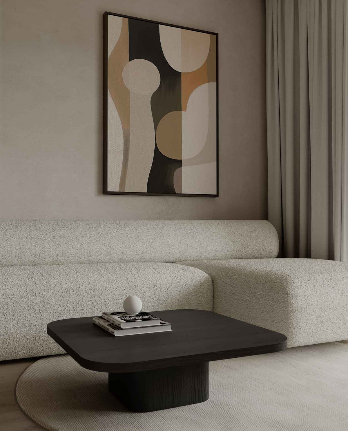 Abstracte Elegantie in Aardetinten – dibond wanddecoratie in staand formaat
