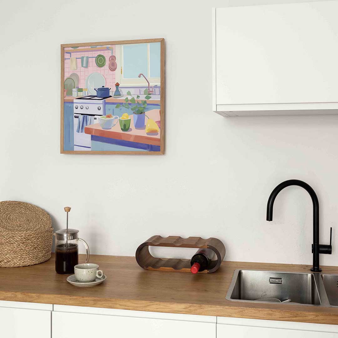 Keuken met servies – keukenposter in vierkant formaat