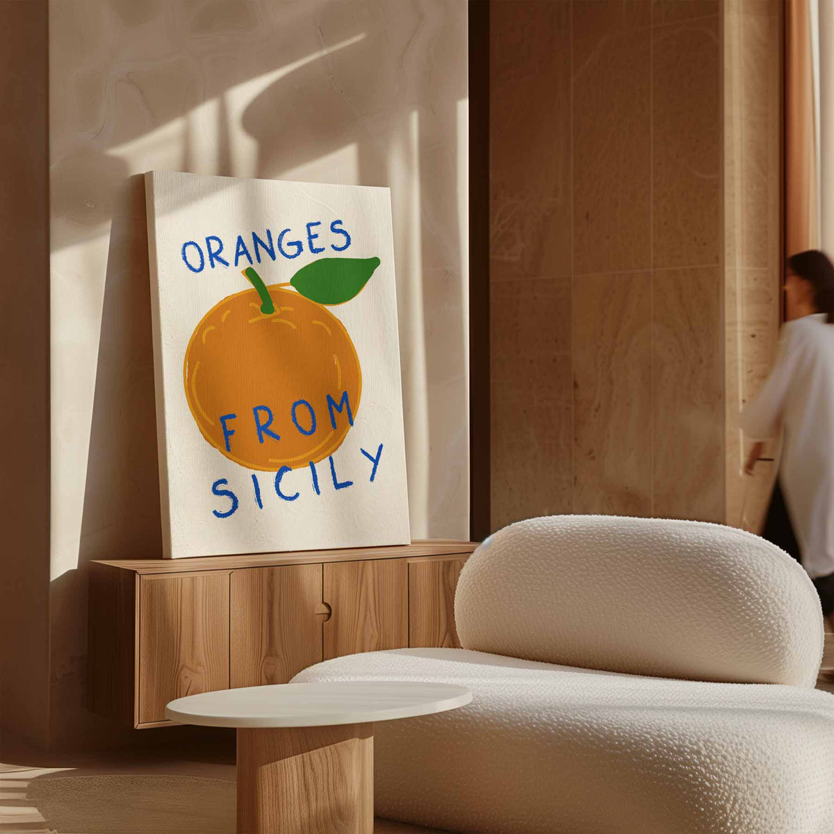 Zonnige Sicilië Sinaasappelprint – canvas wanddecoratie in portret formaat