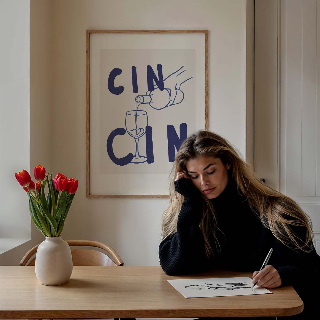Cin Cin Wijnposter – culinaire wandkunst als portret poster