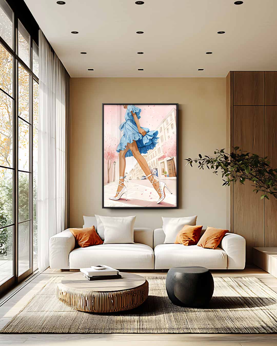 Zomerse Wandeling in de Stad – modern portret kunstwerk van WallArtistic