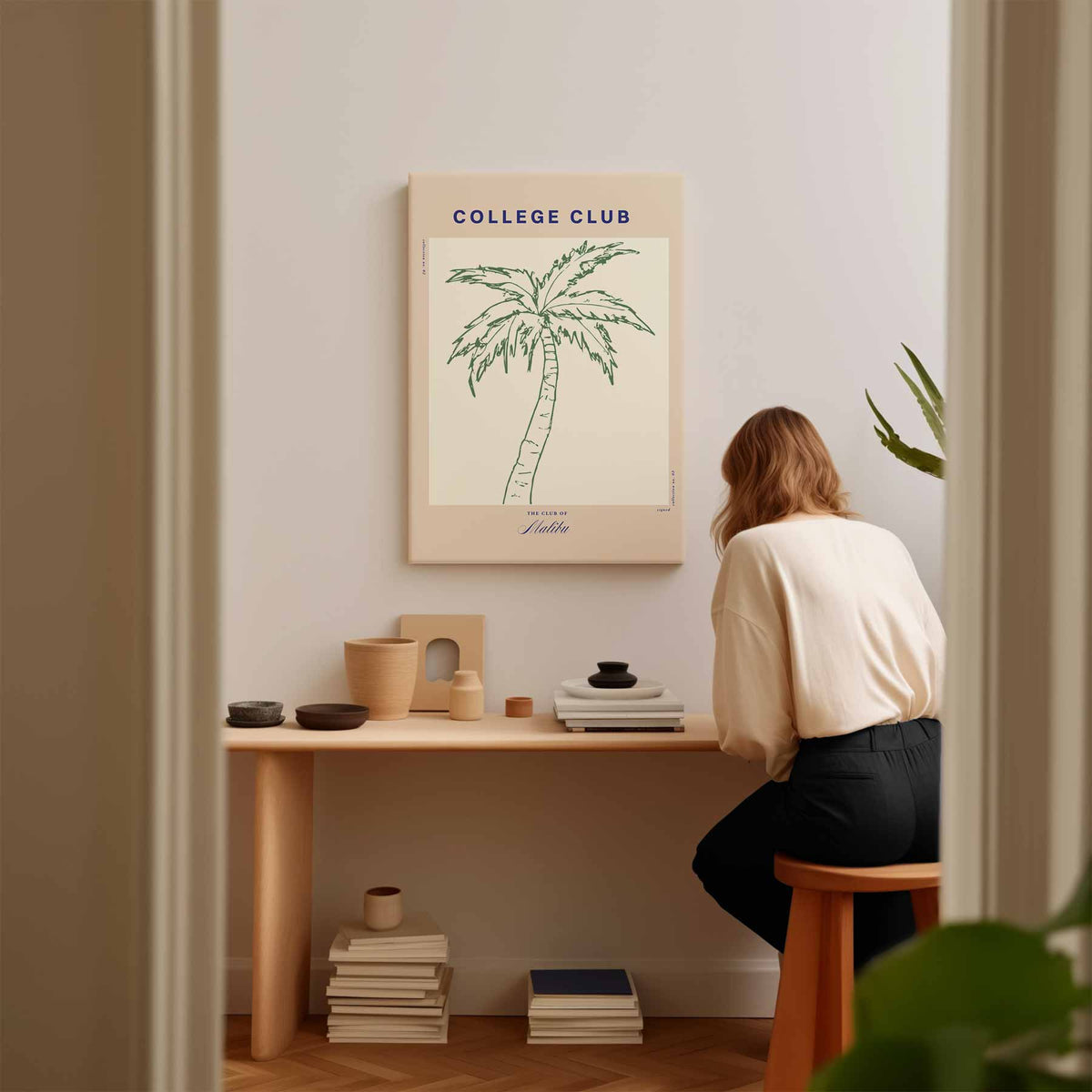 College Club Palmboom Art Print – modern portret kunstwerk van WallArtistic