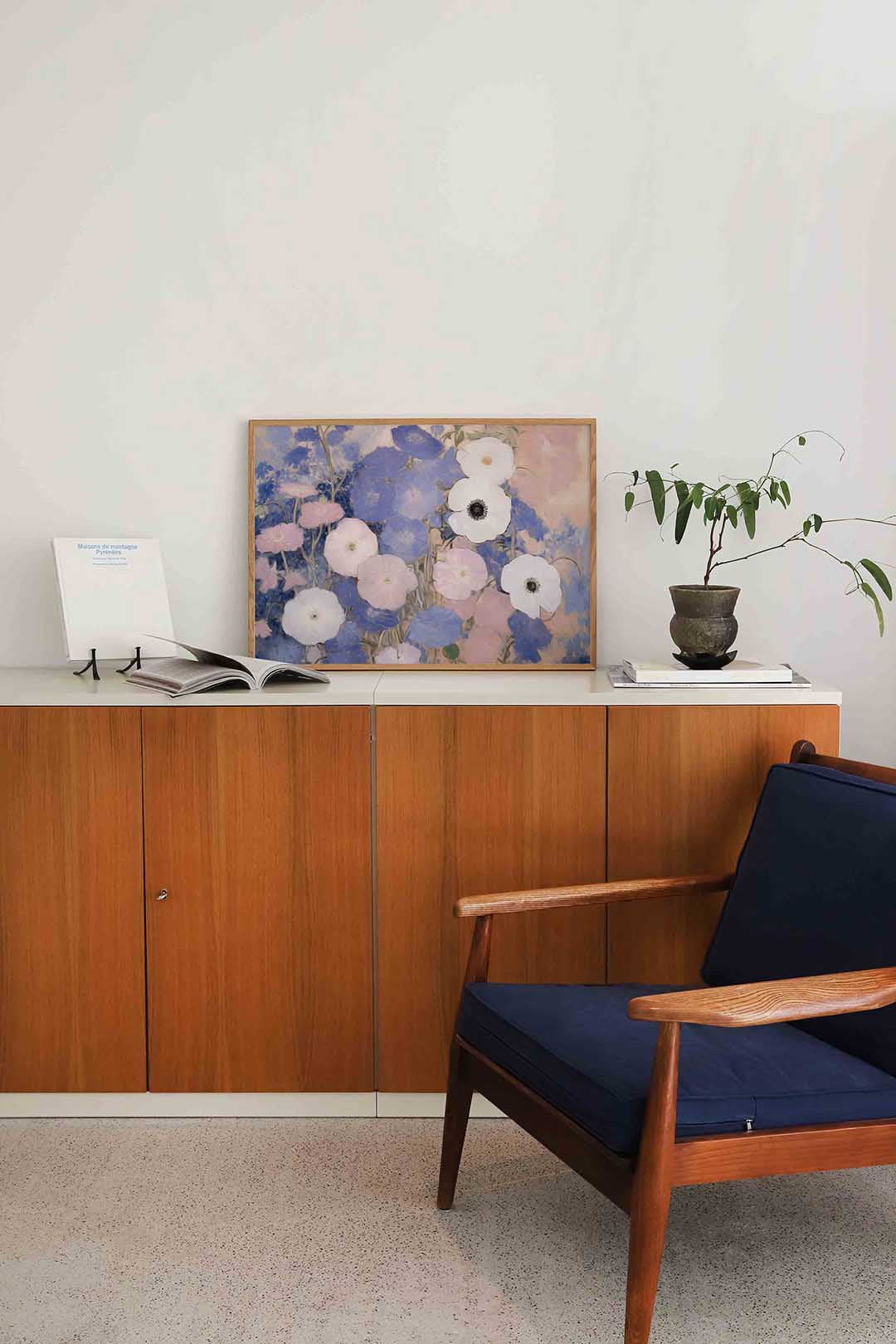 Bloemen in pastel – liggende bloemen wanddecoratie van WallArtistic