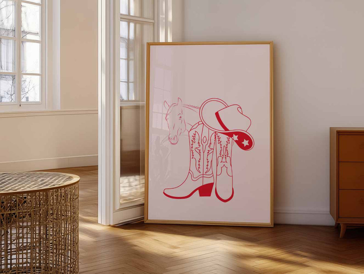 Cowboy Chic – vrolijke paasillustratie als portret poster