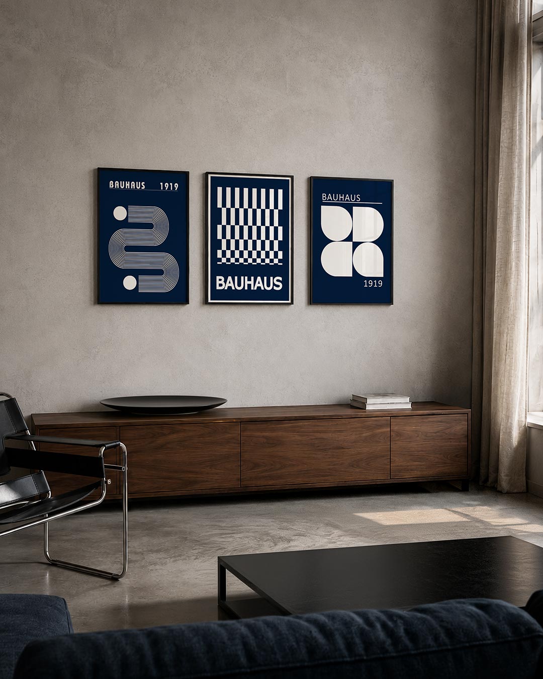 Lijnen en vormen posterset – tweede productweergave – deze posterset in drie delen toont een vloeiend lijnenspel met