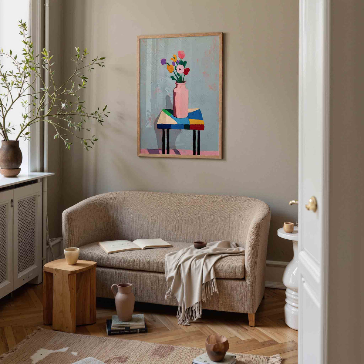 Bloemen in vaas – botanische poster in staand formaat