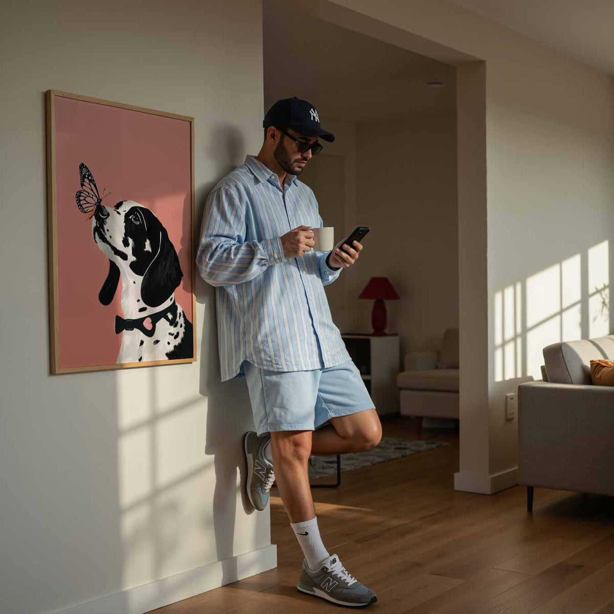 Vrolijke Dalmatiër Met Vlinder – dierenillustratie als portret poster