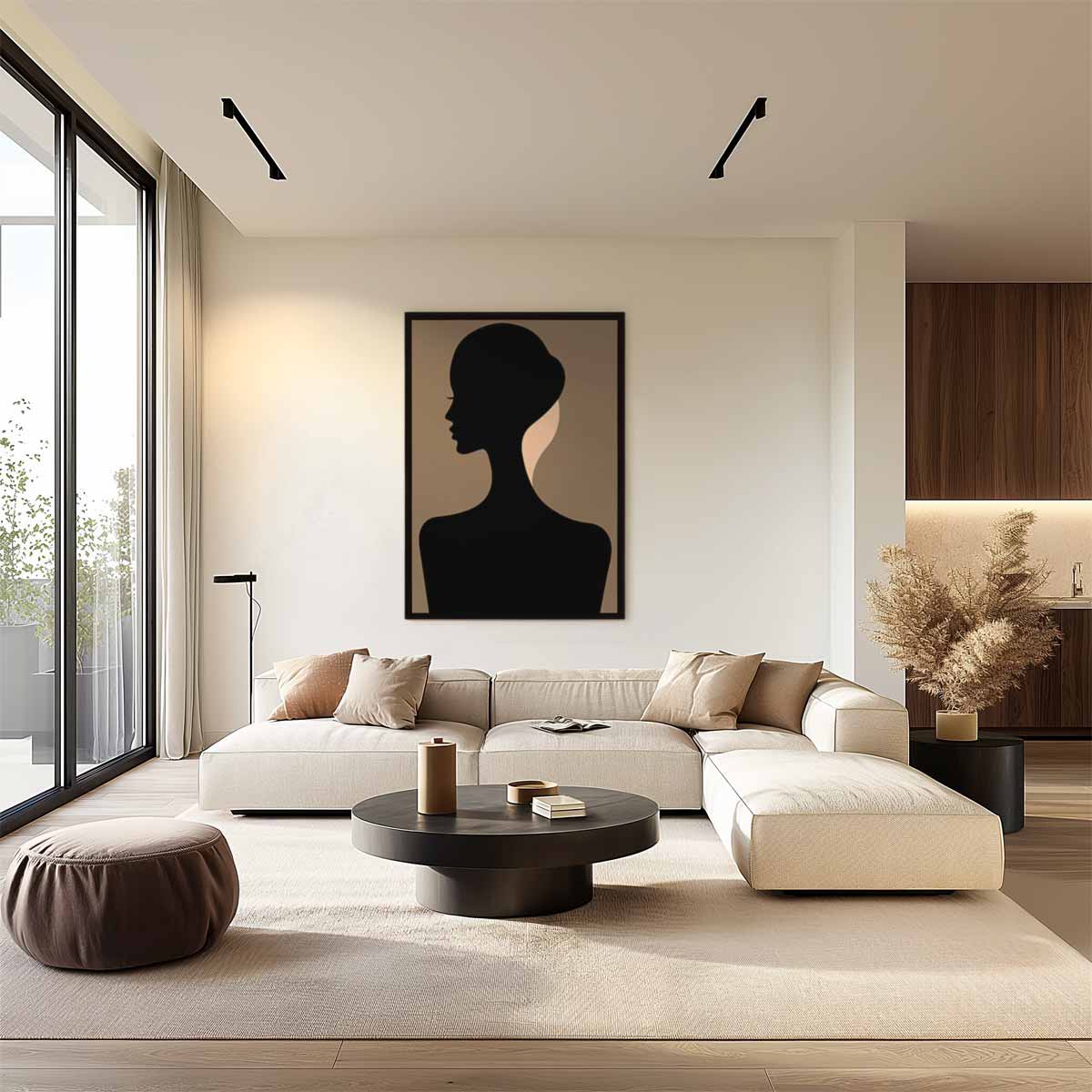 Elegante Silhouet in Profiel – plexiglas wanddecoratie in portret formaat