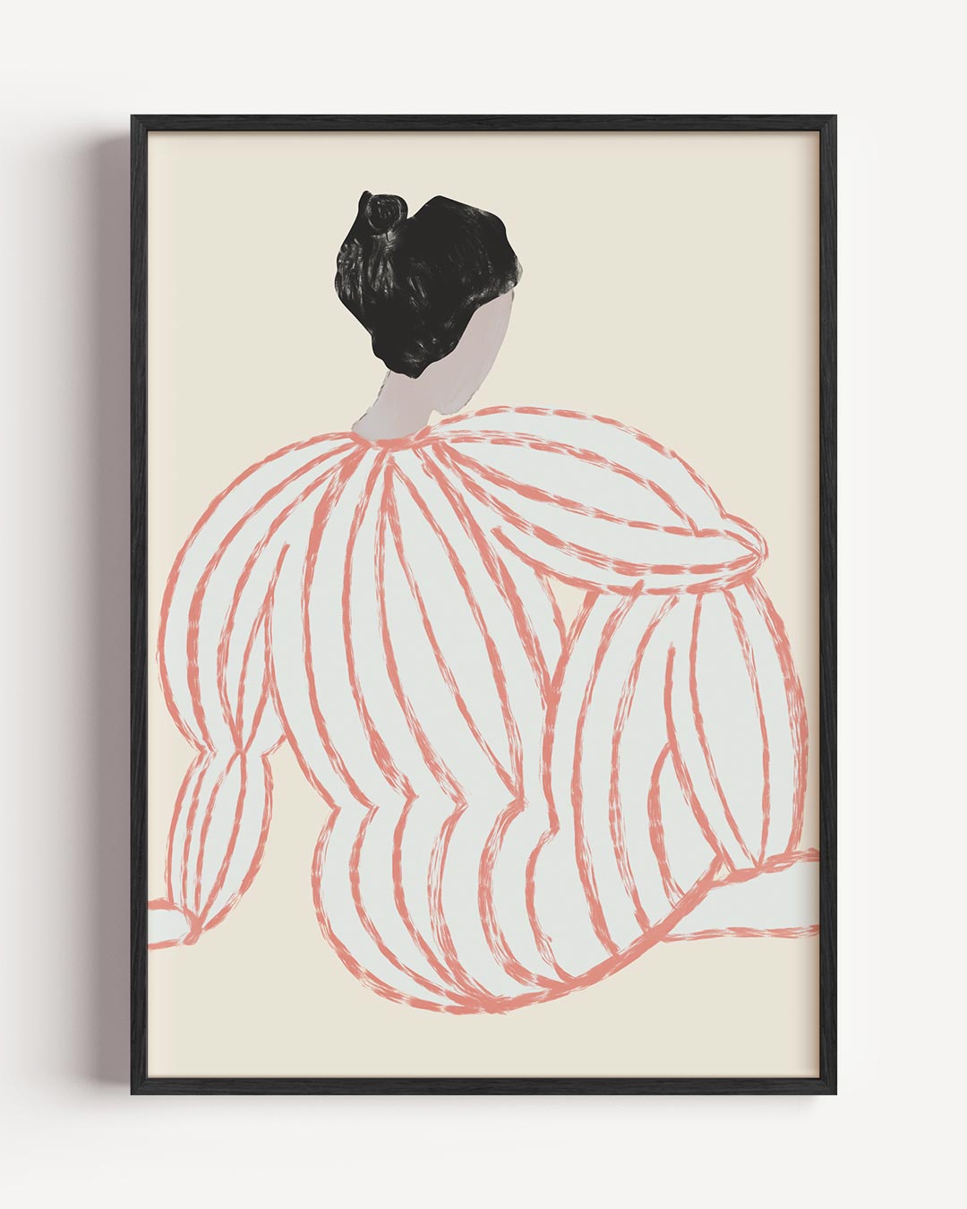 Elegante Gestreepte Silhouet – vrouwelijk portret poster als wanddecoratie