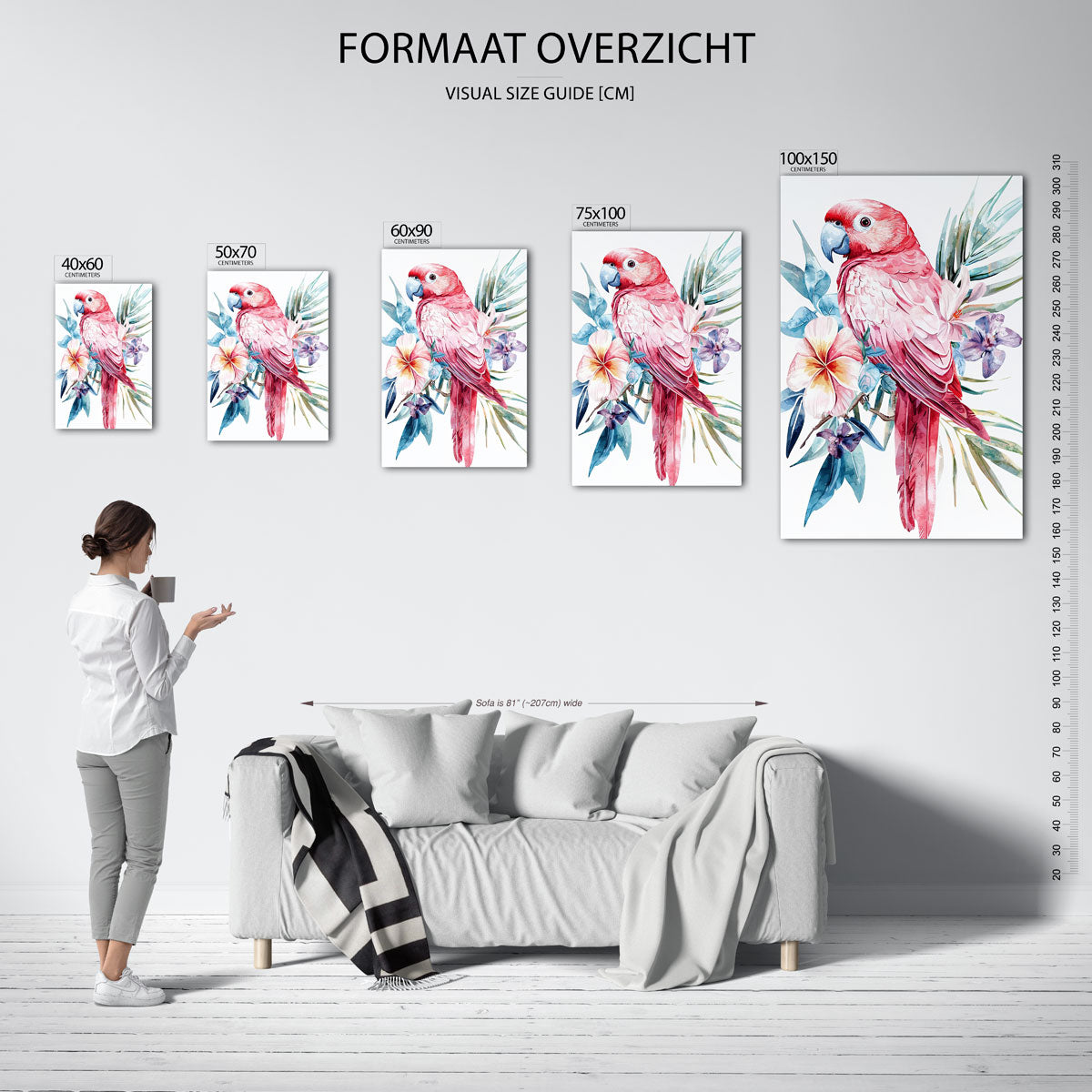 Vrolijke papegaai – staand wanddecoratie kunstwerk