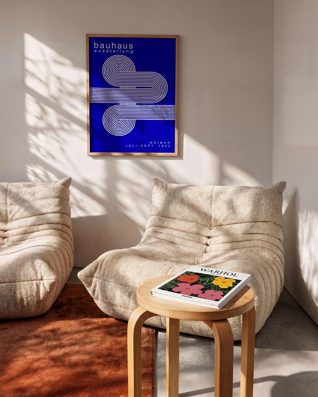 Lijnen en cirkel – geometrische Bauhaus poster in staand formaat