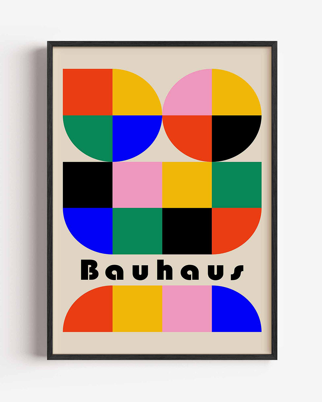 Kleurrijke vormritme – staande Bauhaus poster als wanddecoratie