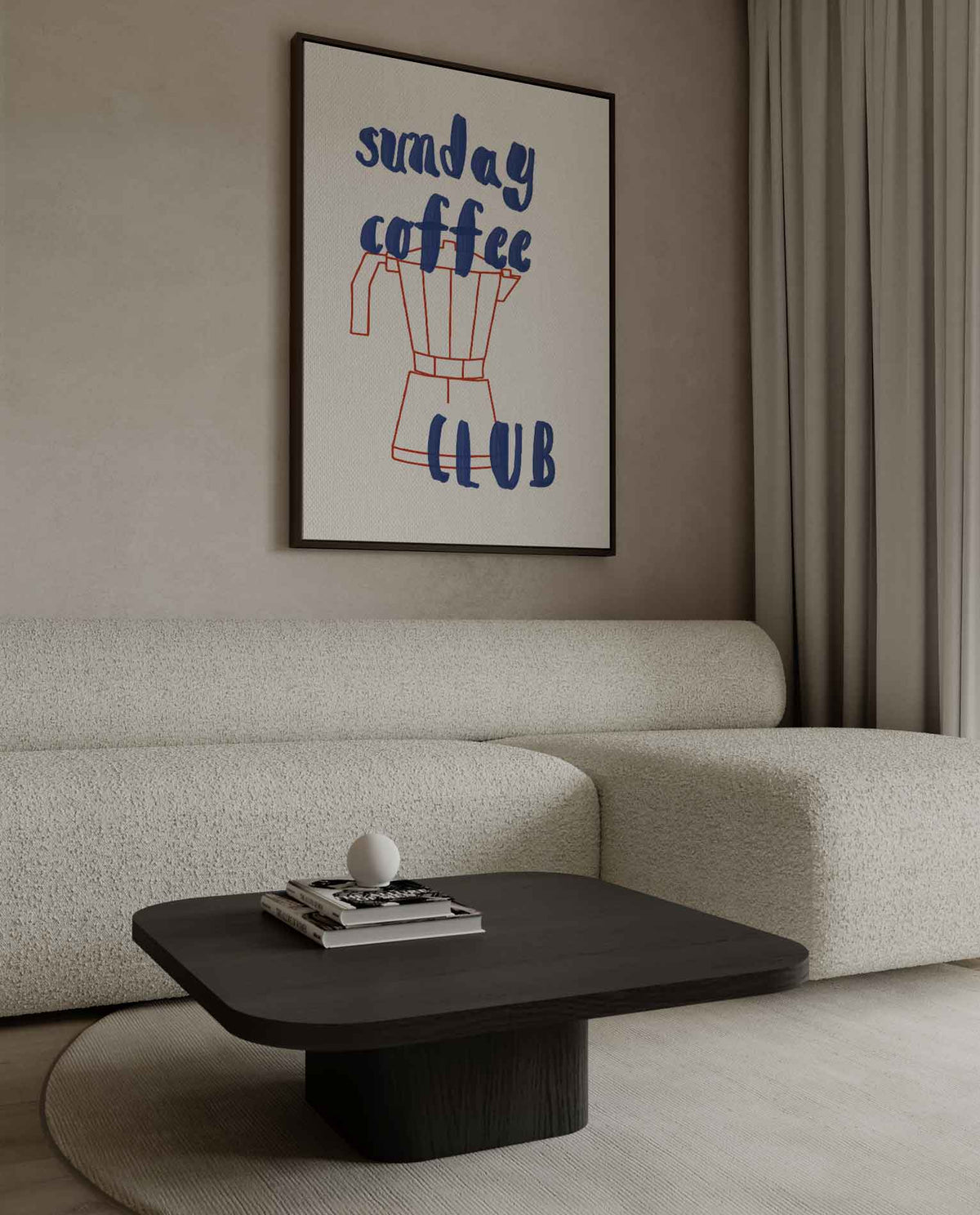 Sunday Coffee Club Poster – dibond wanddecoratie in staand formaat