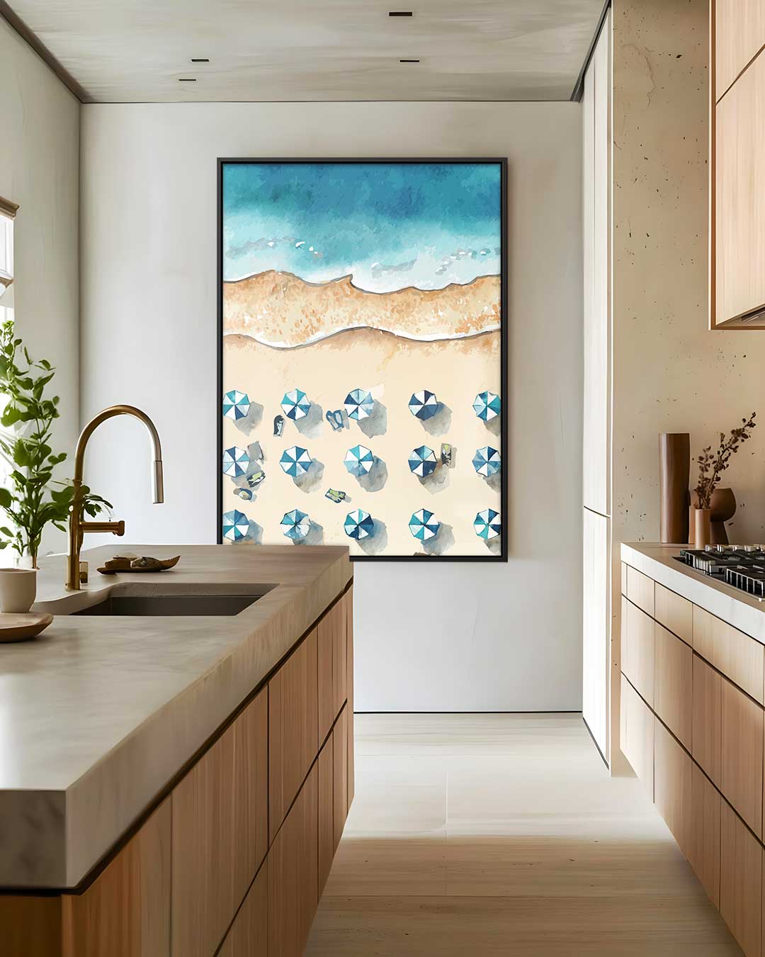 Strandparadijs van Boven – staand kunstwerk voor modern interieur