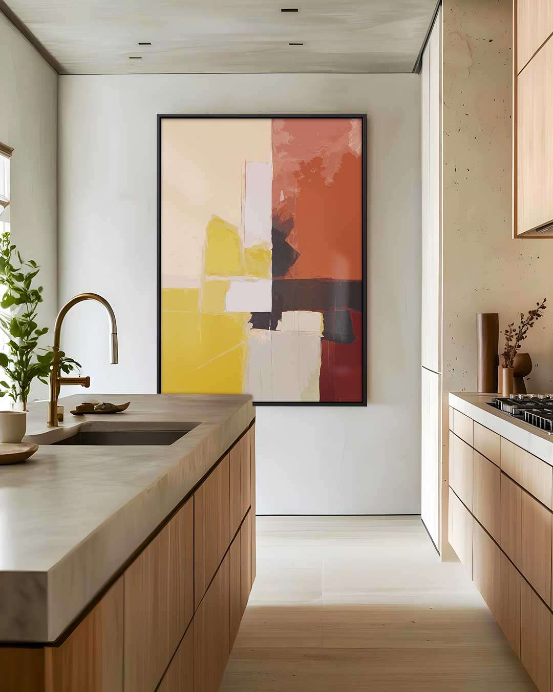 Abstracte Kleurenharmonie – dibond wanddecoratie in staand formaat