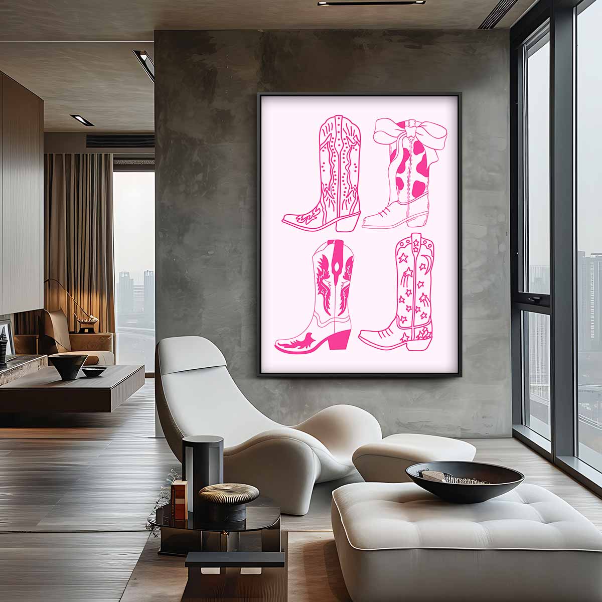 Stoere Cowboyslaarzen Illustratie – staand kunstwerk voor modern interieur