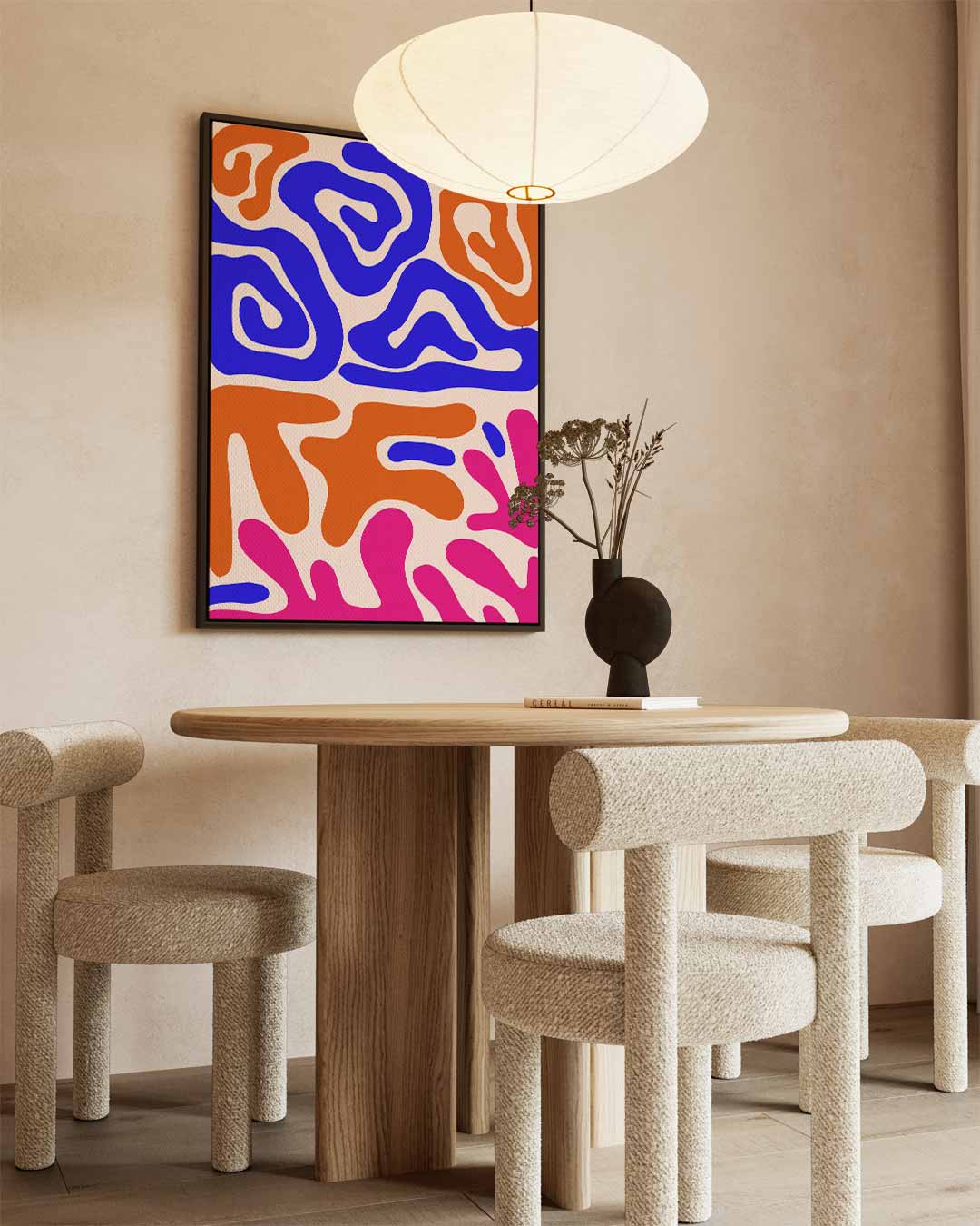 Kleurrijke Vormenexplosie – staande wandkunst voor woonkamer of interieur