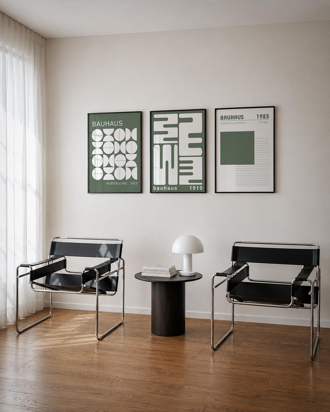 Vormen en vlakken posterset – tweede productweergave – deze posterset in drie delen toont een speelse ordening van witte