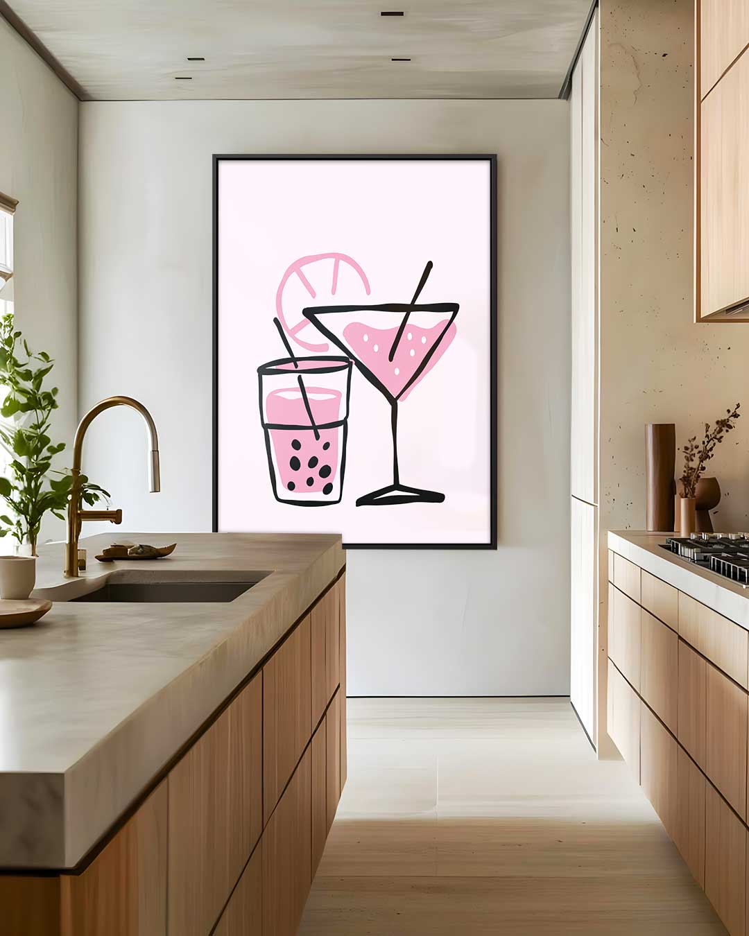 Verfrissende Cocktail Illustratie – dibond wanddecoratie in staand formaat