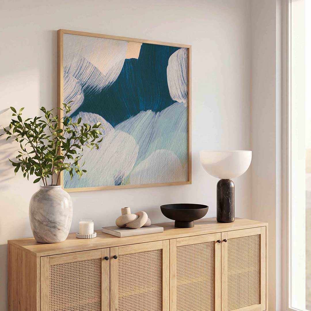 Abstracte penseelstreken – schilderkunst als moderne vierkante poster