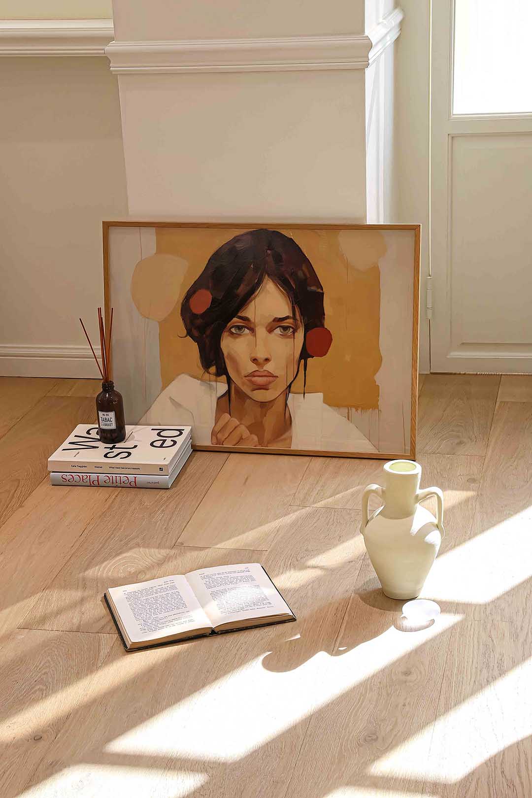 Vrouwelijk portret – liggende portret wanddecoratie van WallArtistic
