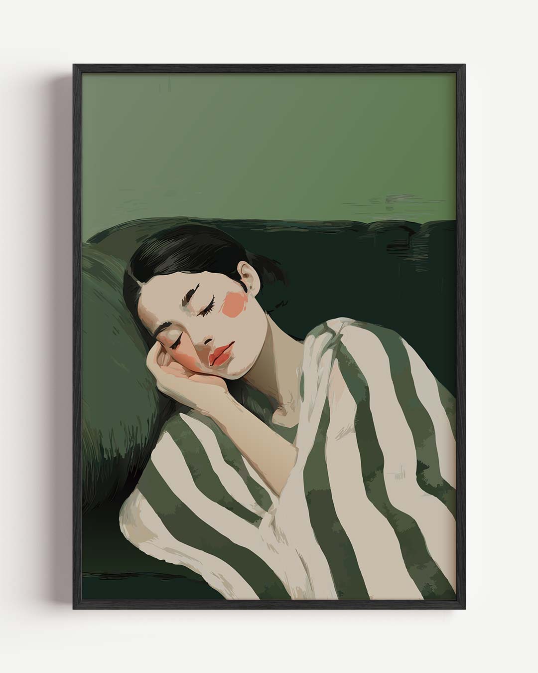 Dromerige Groen Slaper – zomer portret poster als wanddecoratie